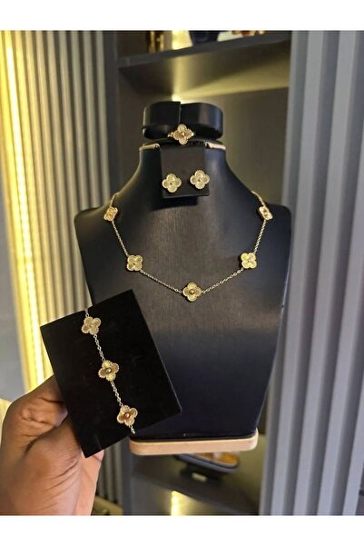 ANGELSS JEWELLERY طقم مجوهرات ذهبي من 4 قطع: قلادة، سوار، أقراط، خاتم - موديل...