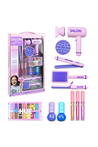 Salon مجموعة ألعاب تجميل للأطفال مع مجفف شعر ومكواة فرد الشعر وملحقات مكياج ل...