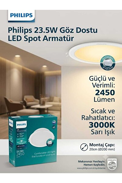 Philips Philps Meson 23.5w 3000k Sarı Işık 2400 Lümen Spot Armatür