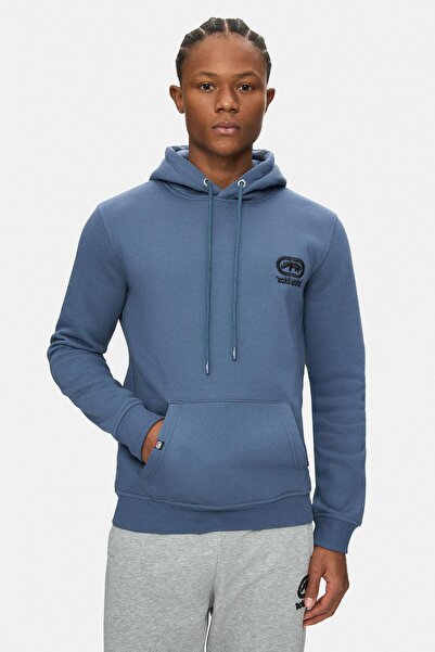 ecko unltd. سويت شيرت رجالي فضفاض بقلنسوة مطرزة باللون الأزرق الداكن من SOHO