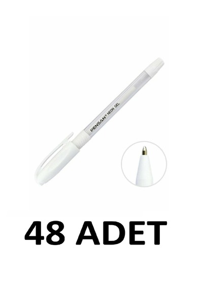 Pensan 48 Pieces Neon Jell Pen 1.0 mm White