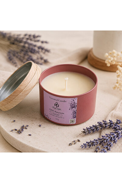 MTJ Natural Organic Lavender Beeswax Candle 140g – Handmade Natural Aromather...