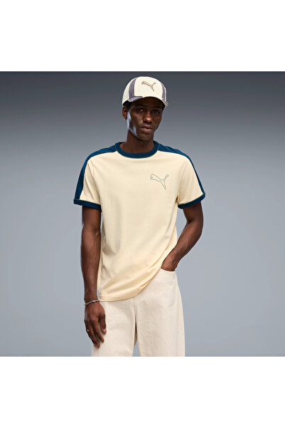 Puma T7 Ringer Tee Erkek Krem Tişört (636726-88)