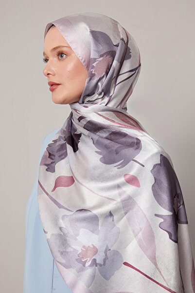 Levidor Light Pink Concrete Floral Pattern Voile Silk Shawl