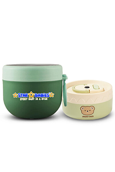 STAR BABiES 2-Piece Food Jar Combo Set – Cute Bear Mini Food Jar & Green Ther...