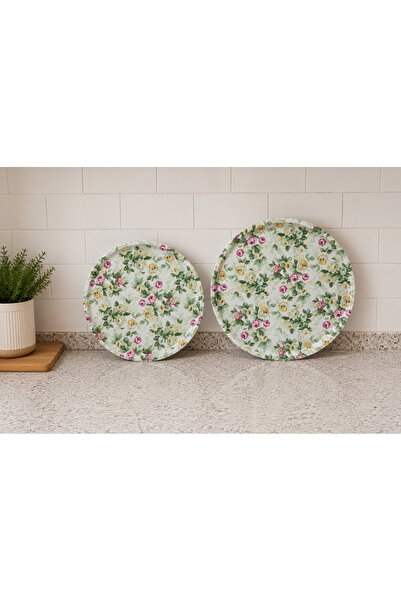 Zucci Home Set of 2 Leather Non-Slip Decorative Round Trays |   Coffee Tea Pr...
