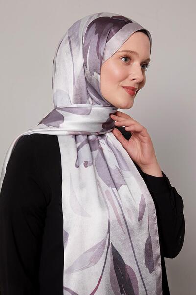 Levidor Violet Solid Floral Patterned Voile Silk Shawl