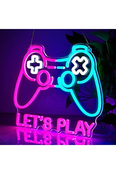 Slasa لافتة نيون للألعاب بتصميم "Let's Play" مع قاعدة أكريليك 6 مم لديكور غرف...