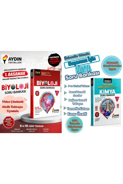 Aydın Yayınları TYT 1.Basamak Kimya - Biyoloji Soru Bankası Maarif Modeline U...