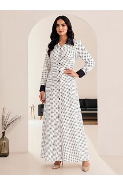 FNM White Polka Dot Midi Dress