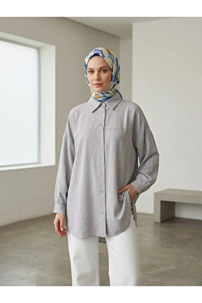 Foremia Front Robe Detailed Tunic-Light Gray