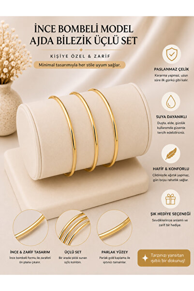 LUMİERE JEWELRY BURGU MODEL 3’LÜ ÇELİK AJDA SET