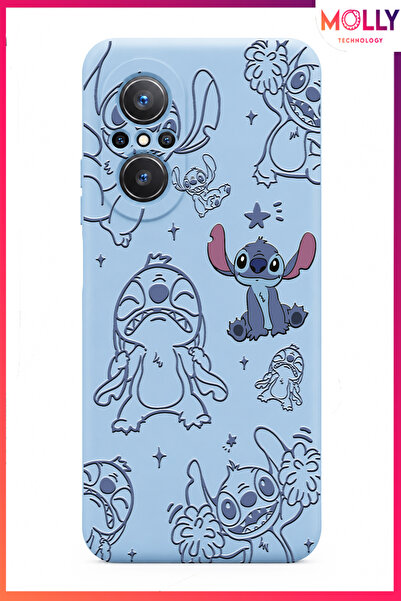 Molly HUAWEİ NOVA 9 SE İçin Bebe Mavisi Stitch Tatlı Çılgınlık Desenli Siliko...