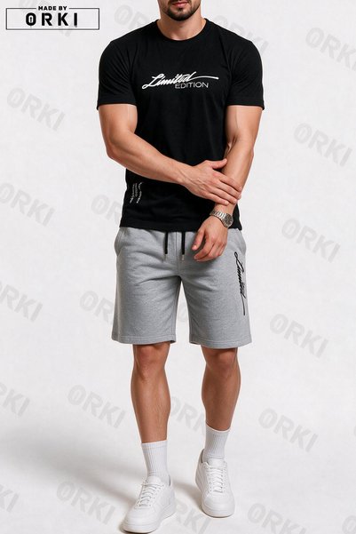 EFFRENATU Limited Edition Printed Oversized Unisex T-Shirt & Gray Shorts Set