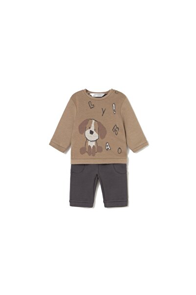 MAYORAL Set Pulover și Pantaloni din Material pentru Băieți 2583 Maro