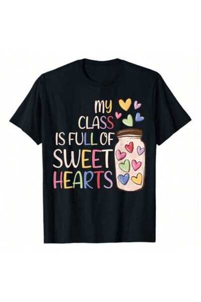 4Car تي شيرت My Class Is Full Of Sweethearts Teacher لعيد الحب، 220 جرام من ا...