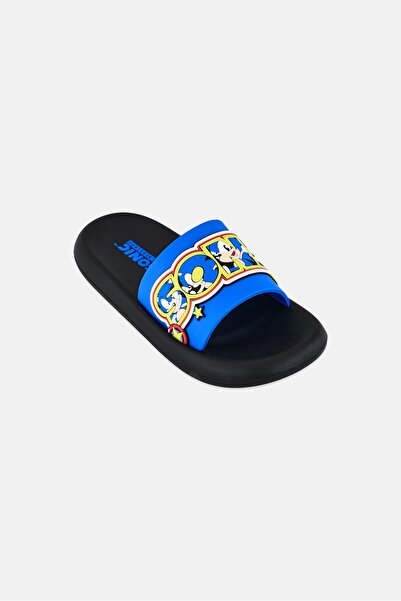 Sonic Kids Boy Graphic Print Slip On Slides, Black