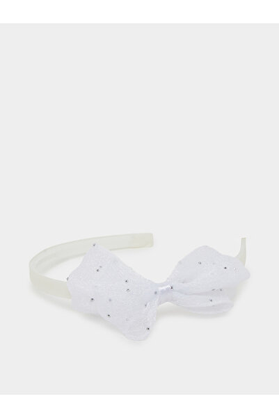 Styli Girls White Embellished Bow Headband