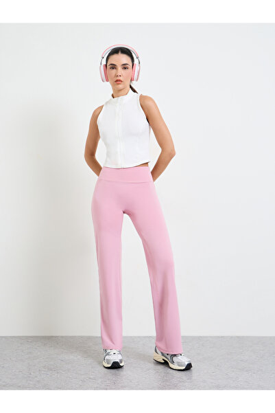 Styli Pink Broad Waist Loose Fit Straight Pants
