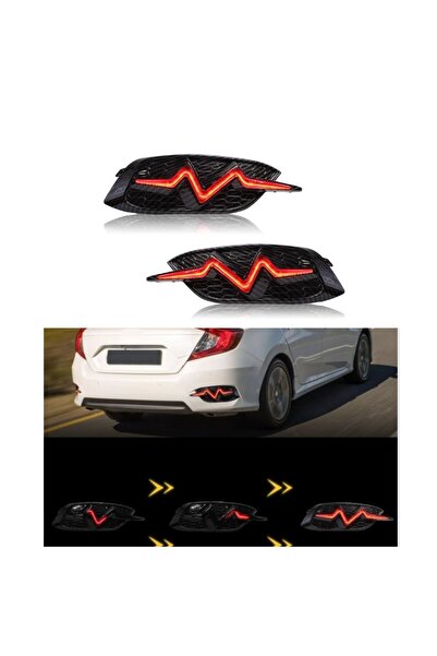 NS Nilser Auto Parts مصباح ضباب خلفي لهوندا سيفيك، إضاءة LED منزلقة، لون أسود...