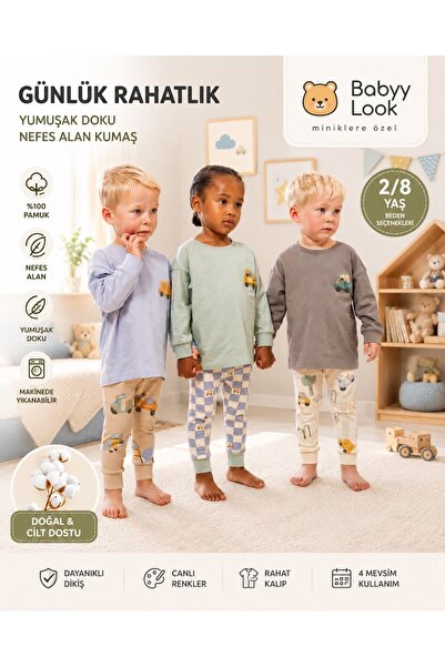 ciklet kids Children's Top and Bottom Pajama Set, Set of 3