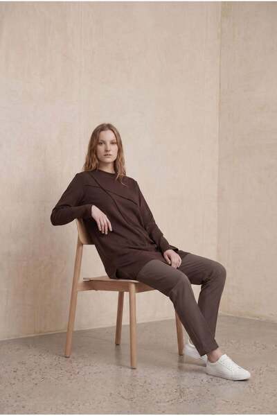 KADO OUTLET Women's Tunic with Asymmetrical Stitching Detail