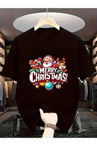 799 تي شيرت رجالي جديد لعام 2026 بتصميم كلاسيكي، طباعة "MERRY CHRISTMAS" بمنا...