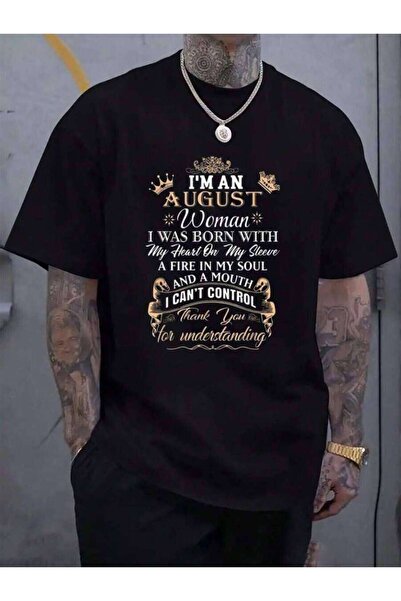 23ERVA 100% Cotton I Am An August Woman, Leo Zodiac Birthday Vintage Men's Bl...