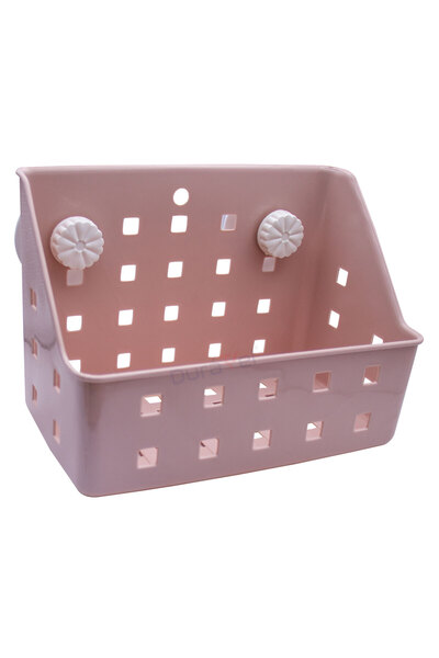 Duravel Wall Mounted Storage Basket, Pink, Perforated Design with Suction Cup...