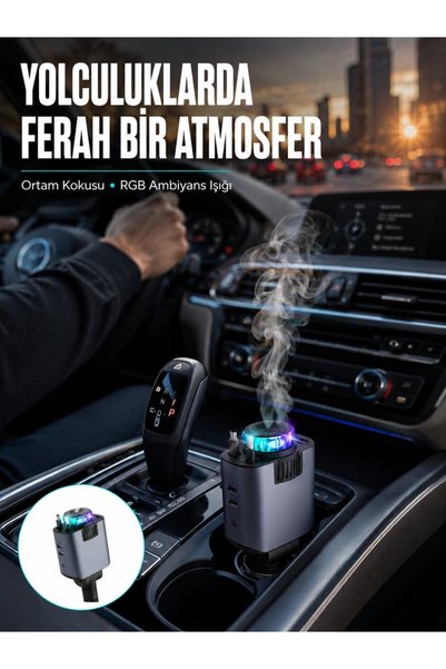 Ethab Giyim Araç İçi Çok Fonksiyonlu Şarj Cihazı Hava Nemlendirici Aroma ve Yıldız Işı - GLST6352-286