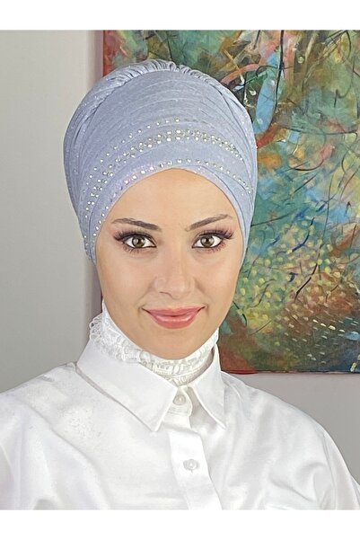 MY UKİYO STORE Sıralı Kristal Taş Baskı Abiye Bone Şal
