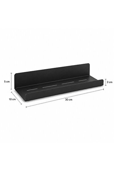 2’li Yapışkanlı Siyah Metal Banyo ve Mutfak Rafı 30 cm Delmeden Organizer Raf