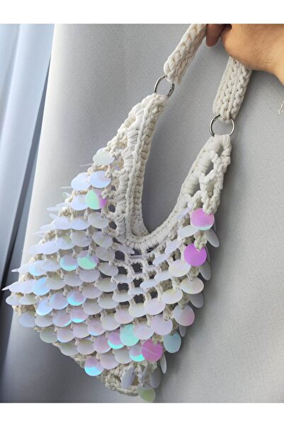ARTTMACRAME حقيبة نسائية مطرزة يدويًا بالترتر - حقيبة أنيقة للاستخدام اليومي،...