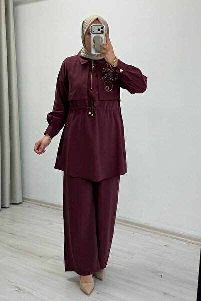 T Moda Store Tripen Taş İşleme Detaylı İkili Tesettür Takım