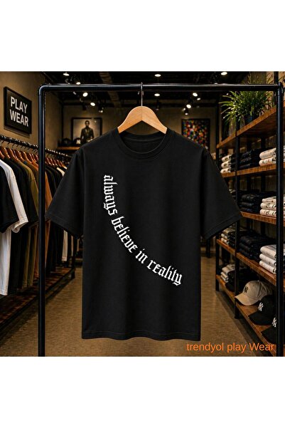 playwear Always Printed 100% Cotton Oversize Loose Regular Fit Crew Neck T-Shirt