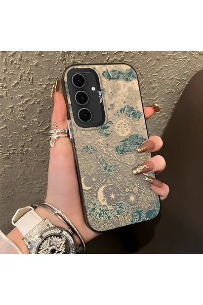 ARTISHELL Samsung Galaxy S24 FE Uyumlu Altın Renkli Güneş Ay Deseni Şık Telef...