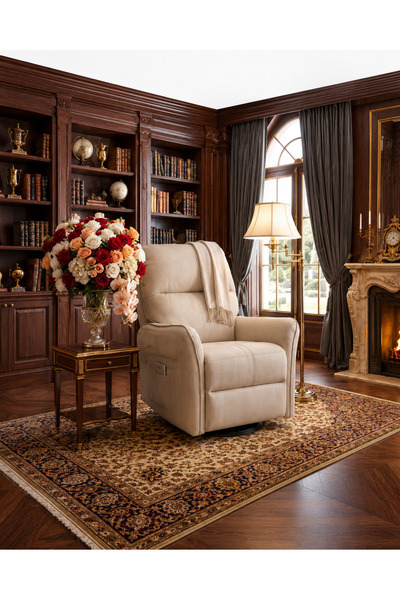 N.zone Luxury Rocking & Swivel Recliner Chair with Built-In Footrest - Wide, ...
