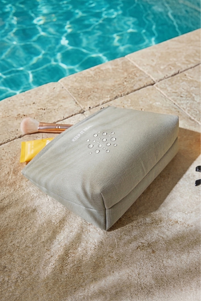 Ocean Home Textile Termal Yalıtımlı Güneşten Koruyan Su İtici Leke Tutmaz Gri Jüt Keten Makyaj İlaç Çantası 23x16x7