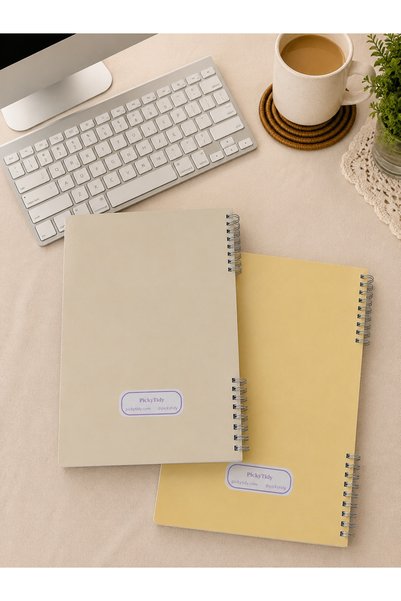 PickyTidy مجموعة دفاتر ملاحظات حلزونية A4 من قطعتين - مسطرة بغلاف ملون - 80 ورقة مربعة للمدرسة والمكتب