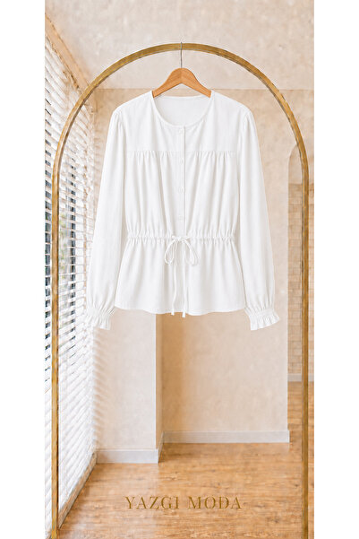YAZGI MODA YAZGIMODA Pamuklu Peplum Kesim Gömlek
