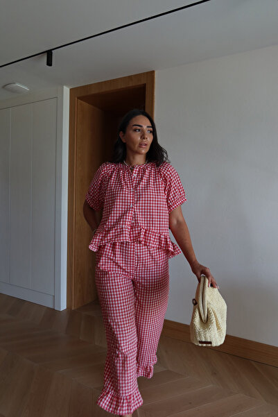 Özge Özgenç Pötikareli Gömlek Pantolon Takım