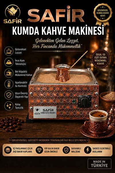SAFİR ÇAY KAZANLARI SAFİR BAKIR KUMDA KAHVE MAKİNESİ BÜYÜK BOY CEZVE DAHİL OR...