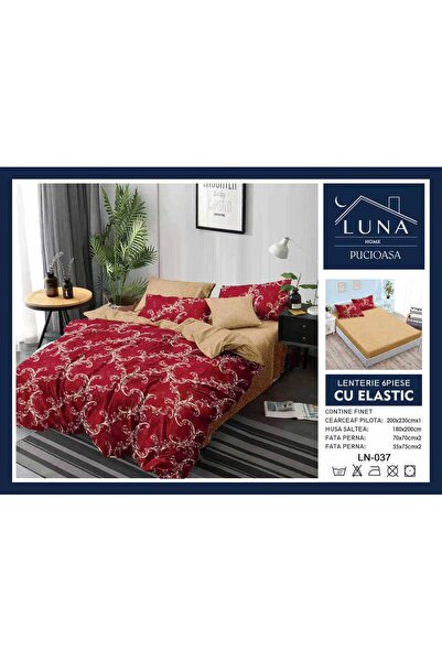 Pucioasa Lenjerie de Pat Finet Gros 6 Piese Cearceaf cu Elastic 180x200 cm