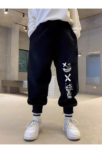 classy moda Unisex Symbol Front Printed 2 Thread Combed Cotton Baggy Trousers...