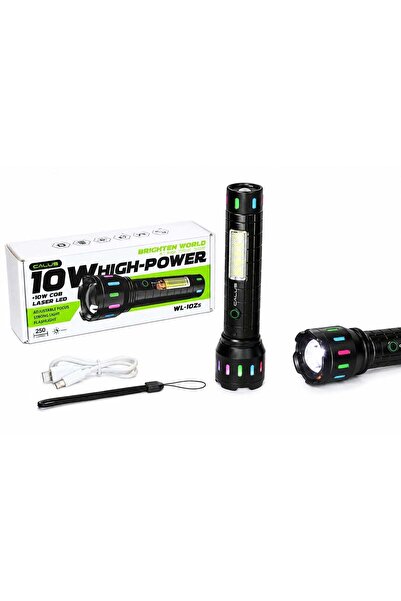 calus WL-10Z Rechargeable 10W LED Flashlight USB Type-C Zoom Torch with COB S...