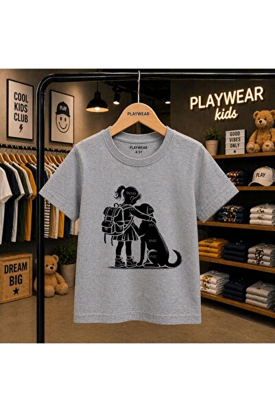 playwear Doge Okul Cantali Girl Bear Printed 100% Children's Unisex T-Shirt 5...
