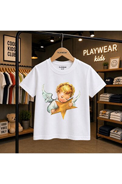 playwear Детска унисекс тениска с щампа  "Бебе ангел ", 100% памук, за 5-6, 7...