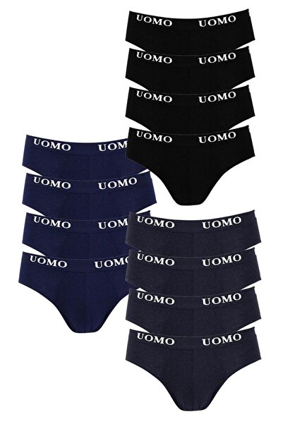 Uomo 1017 Ανδρικά Σλιπ Μπλε / Γκρι / Μαύρο Μονόχρωμα 12Pack
