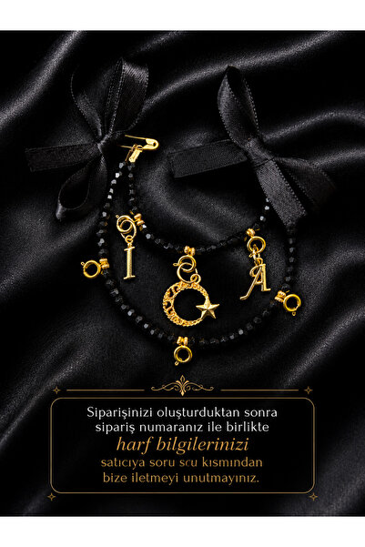 BG TASARIM Ay Yıldız Detaylı Harfli 3 Çeyreklik Damat Yaka İğnesi
