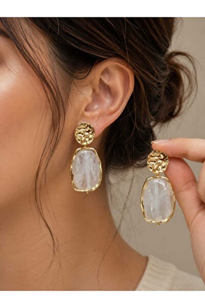 mz mazalinda Gold Plated Natural Stone Look Dangle Earrings for Women